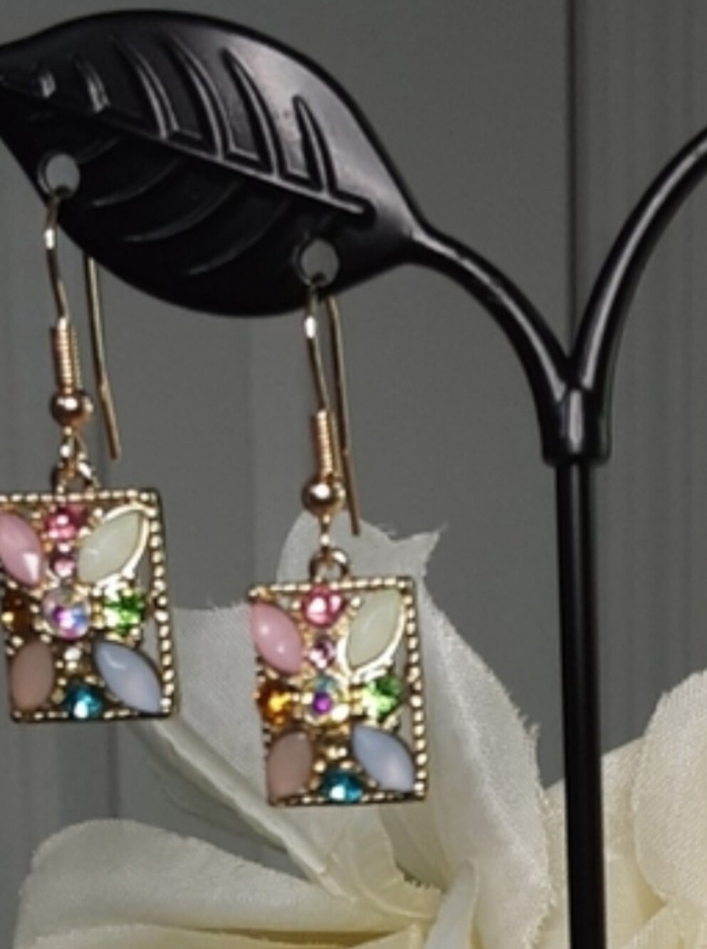 Handmade Colorful Gemstone Earrings Pink Blue